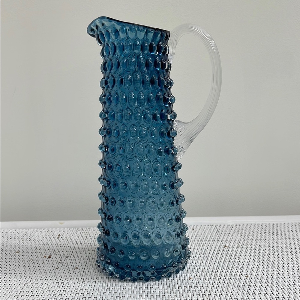 KLIMCHI Crystal Hobnail Jug Pitcher Blue